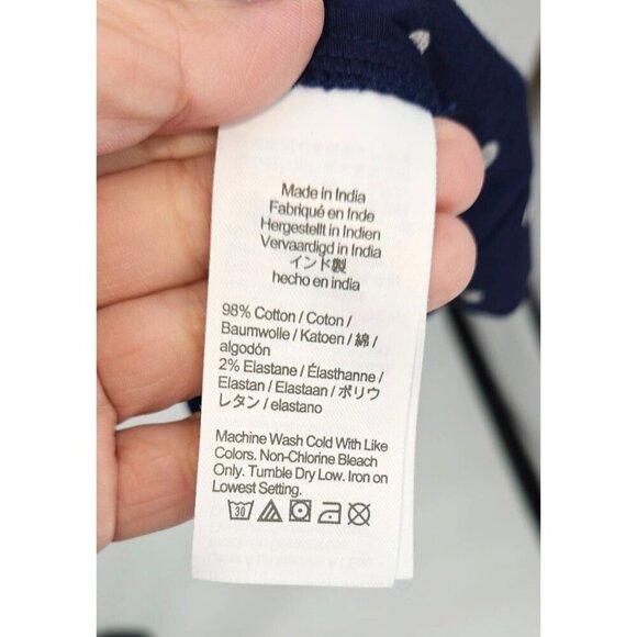 J Crew Short Sleeve Collared Mini Dress Polka Dots Navy Blue White Sz 10 NEW - Picture 10 of 13